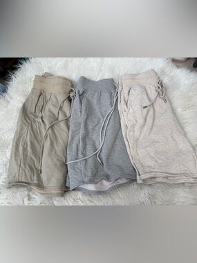 Lot of 3 Alo Yoga High Waist Easy Sweat Shorts Long Sz L